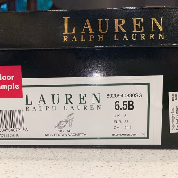 RALPH LAUREN SKYLAR DK BRN VACHETTA LEATHER HEEL SZ 6.5 - Picture 6 of 6